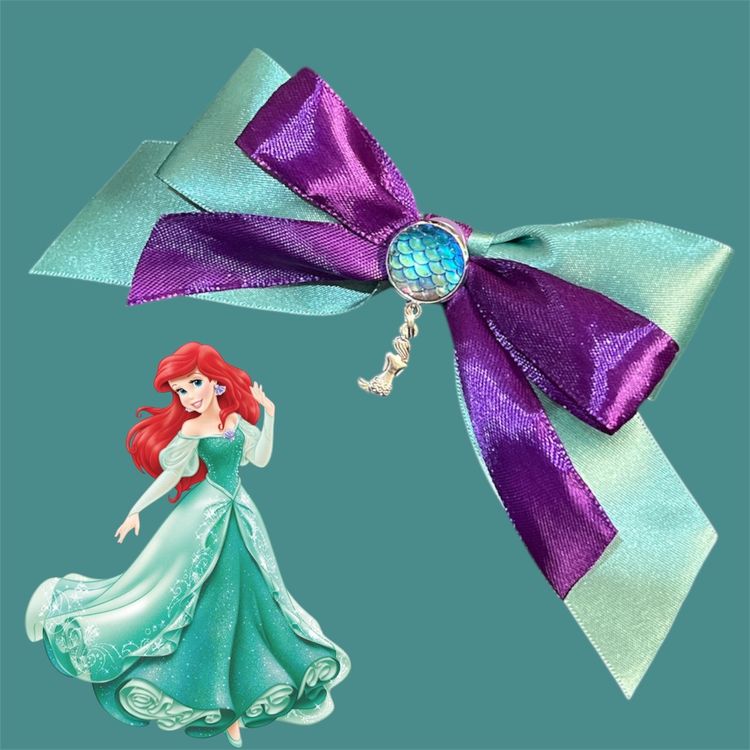 Princess Ariel Purple And Teal Bow Hair Accessory